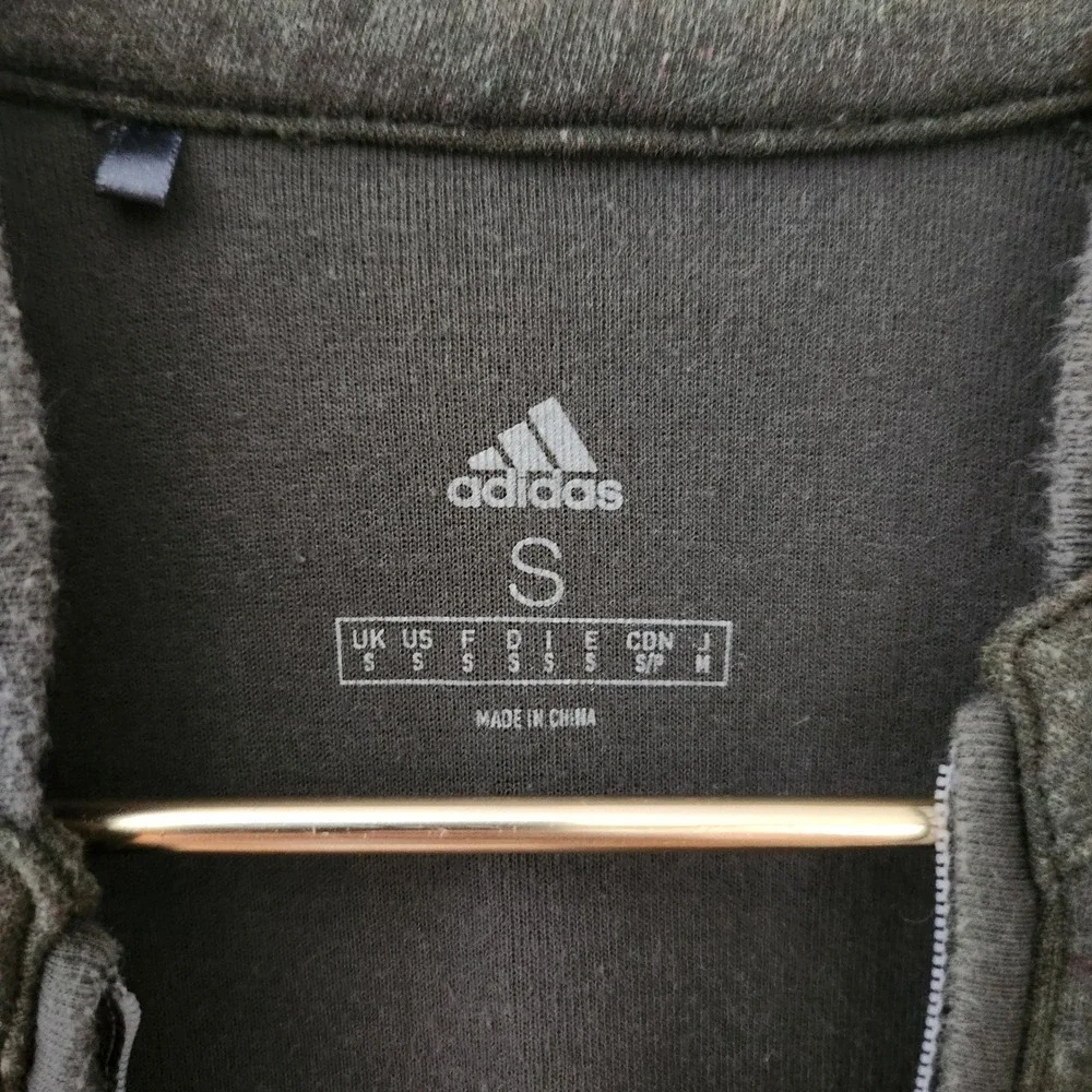 Adidas Mens Small Quarter Zip Pullover Heathered Green Gray Mock Neck Sweatshirt